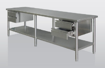 stainless steel workbench with drawers