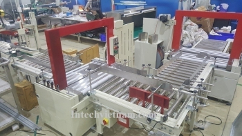 automatic carton strapping and gluing line